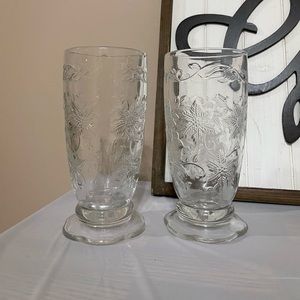 Princess House Fantasia Clear Footed Base Iced Tea Glass 7 1/4” Tall 1 Pc